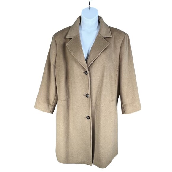 Calvin Klein NWT Womens 3X Camel Tan Wool Cashmere Blend Long Coat Quiet Luxury - Picture 3 of 16